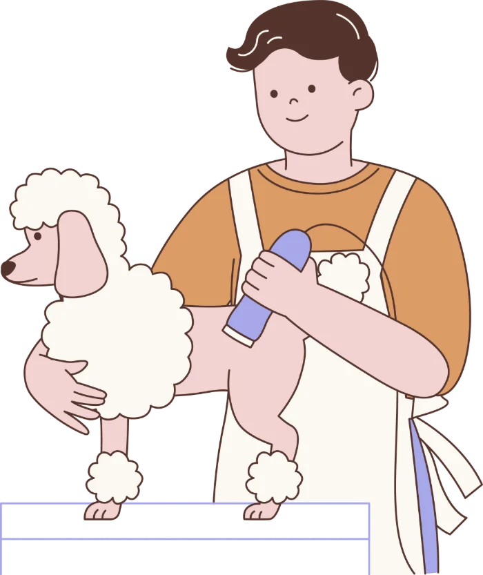 Home image by Pet's Place Grooming Dog groomer clipping poodle illustration