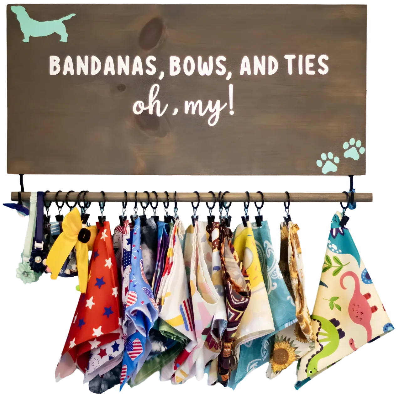 Dog bandana storage rack display sign